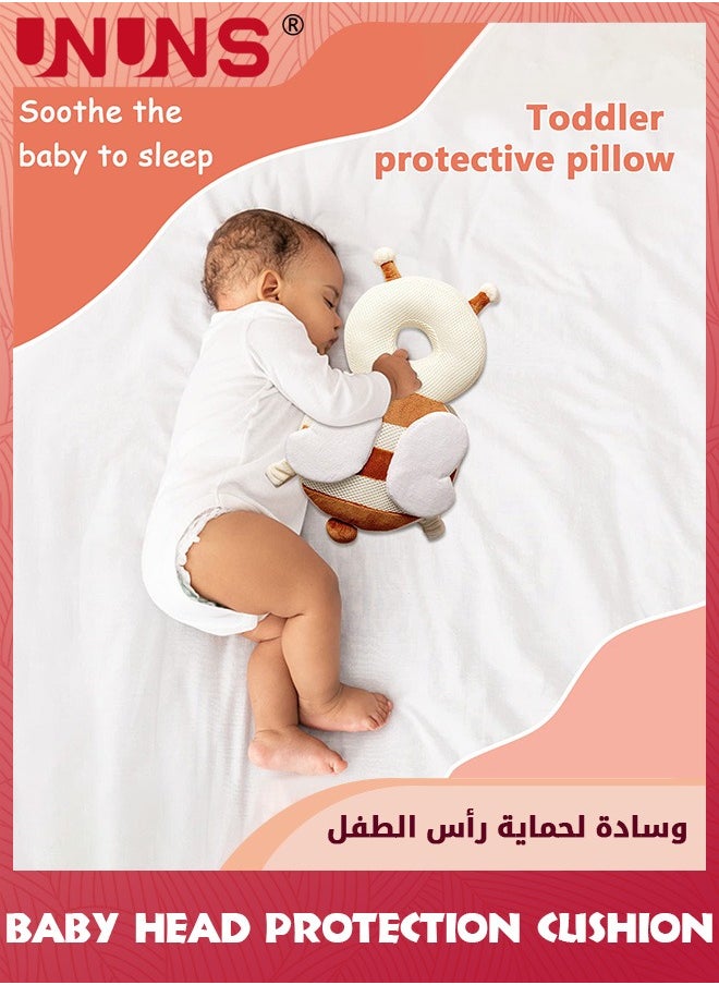 UNUNS Baby Head Protector,Baby Anti Falling Pillow Head Protector Cushion Toddler Backpack,Baby Safety Products For Baby Toddler Walker,Adjustable Infants Baby Back Protection For Crawling Walking,Bee  - Image 3