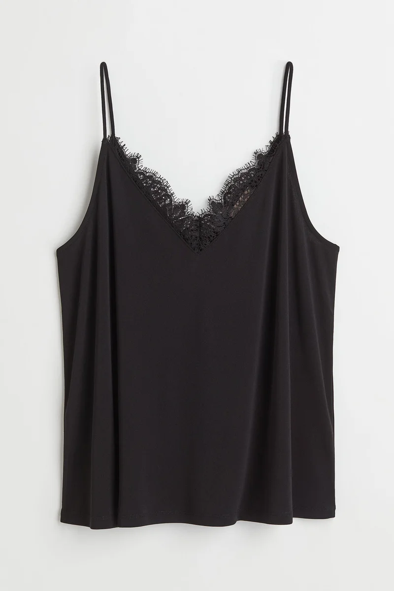 H&M H&amp;M+ Lace-trimmed strappy top