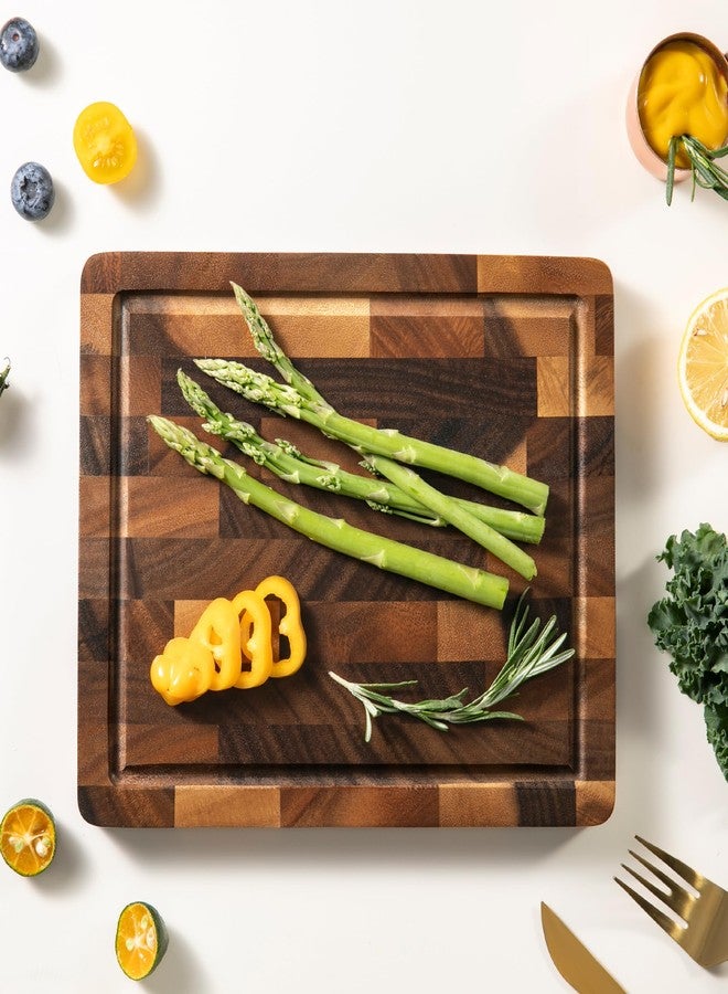FYCTIO Walnut Wood Small Cutting Board, Mini End Grain Chopping Board, Knife-Friendly & Easy to Clean, for Vegetables and Fruits, 10“x8”x0.8“ - Image 2