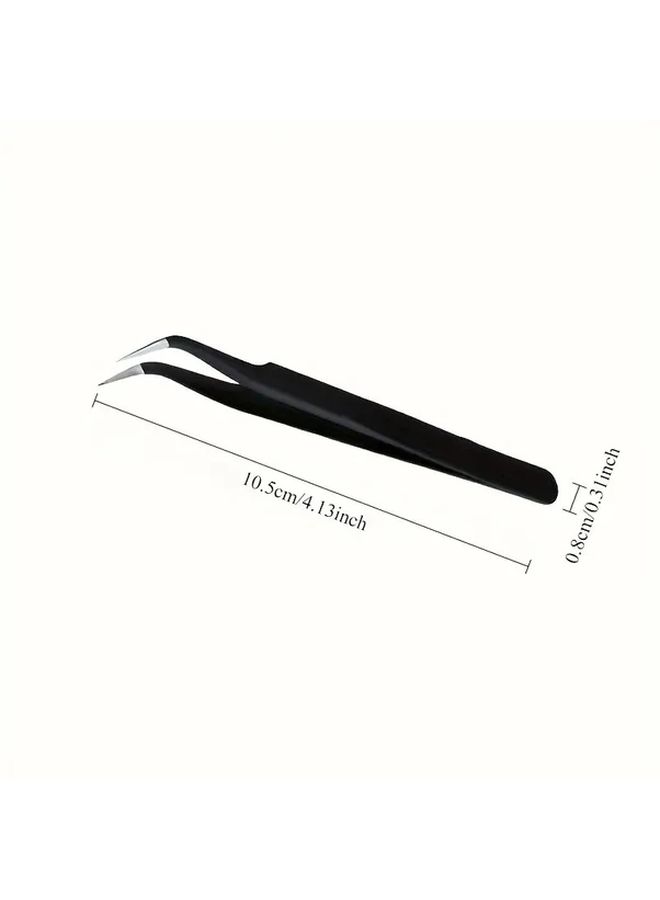 10 Pcs Precision Black Metal Tweezers With Curved Tips Durable Hand Tools For Jewelry Making Crafts And Precision Work Ergonomic Design Comfortable Grip Sleek Finish - Image 3