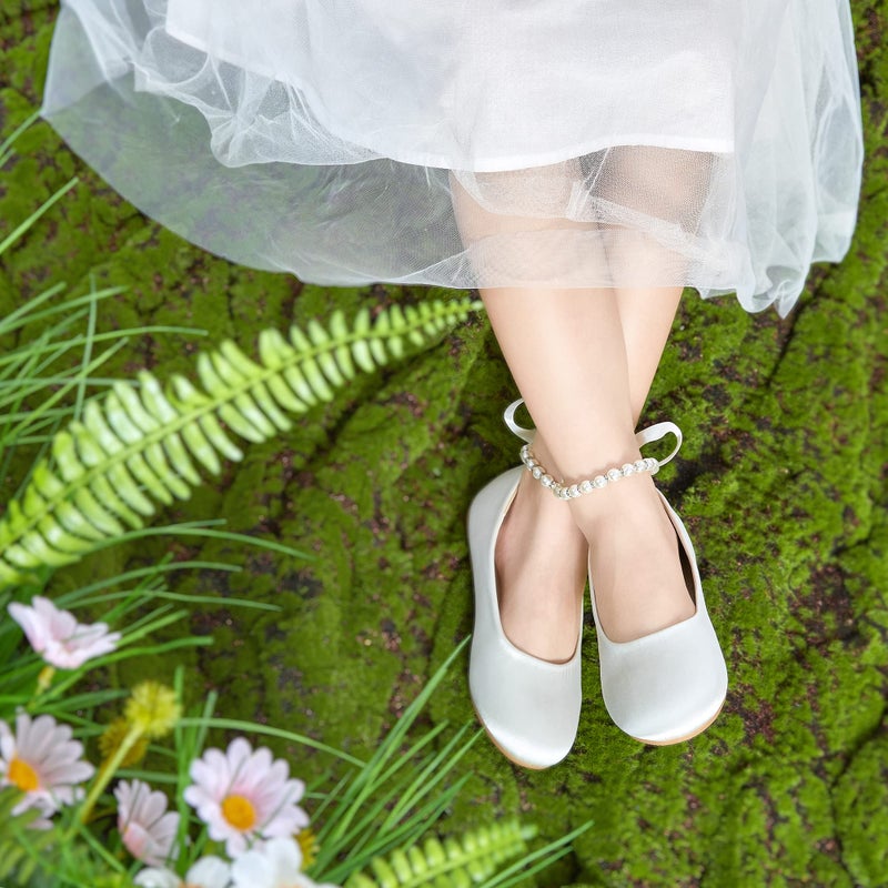 Felix & Flora Toddler Little Ballet Shoes Ivory White Size 12 Flower Girls Mary Jane Flats Dress Shoes Party Wedding - Image 3
