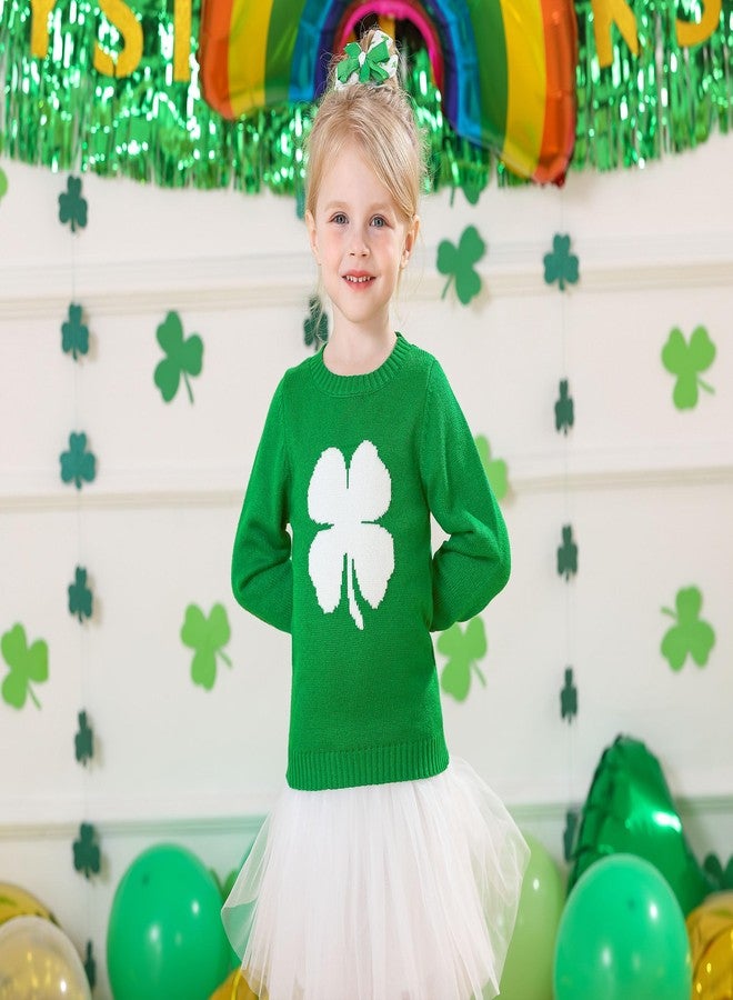 BesserBay St Patricks Kids Clover Shamrock Knitted Pullover Irish Sweatshirt Lucky Crew Neck Sweater Green 6 Years - Image 5