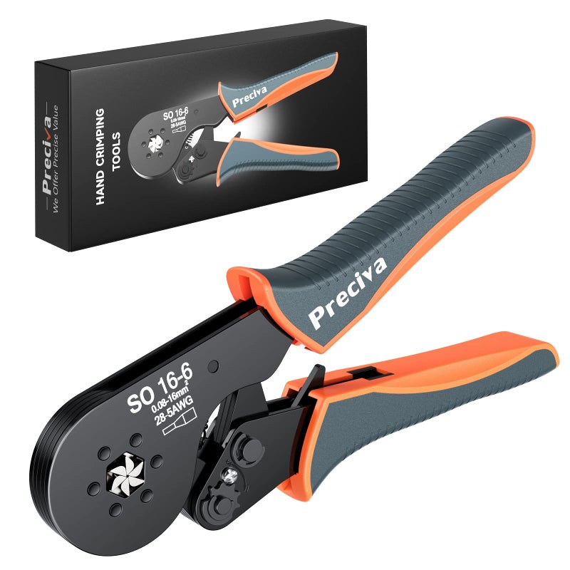Preciva Hexagonal Ferrule Crimper, Preciva Hexagonal Jaw Wire Crimping Pliers AWG 28-5 Self-Adjustable Ratchat Wire Crimping Tools for Wire Terminals Cables End-sleeves - Image 1