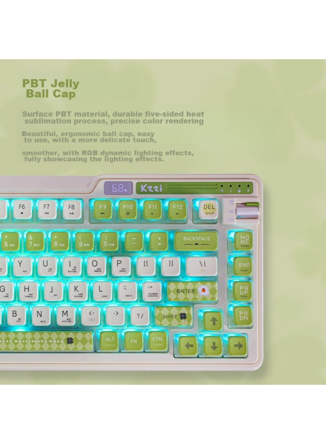 Kzzi K75 Colorful Edition Mechanical Keyboard, Wired, Bluetooth, Wireless 2.4g, Tri-mode, Gasket Structure, 82 Keys, 75 Layout, Pbt Keycaps, Rgb Backlight, Lemon Green Version, Lemon Switch - Image 3