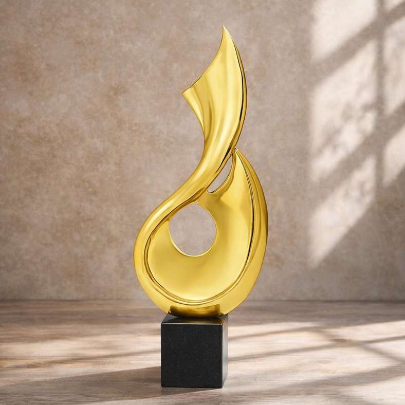 Pan Home Gold Musical Note Sculpture - Image 1
