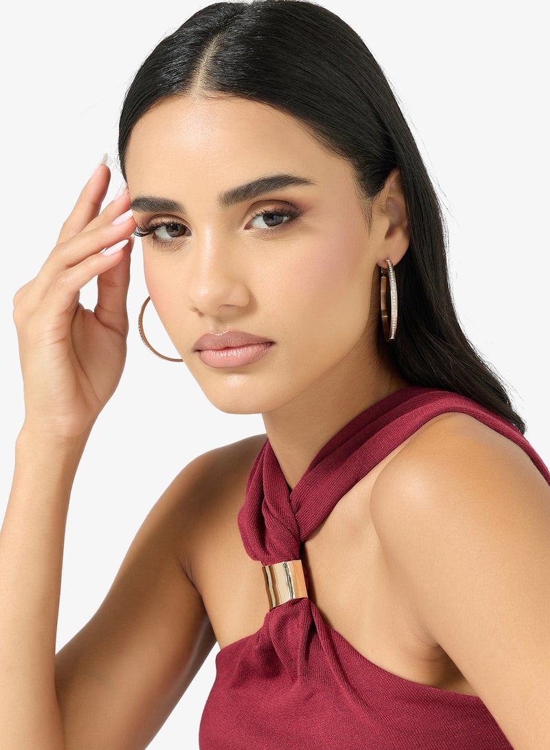 GUESS Hoop Earrings with Clear Crystals - Image 4