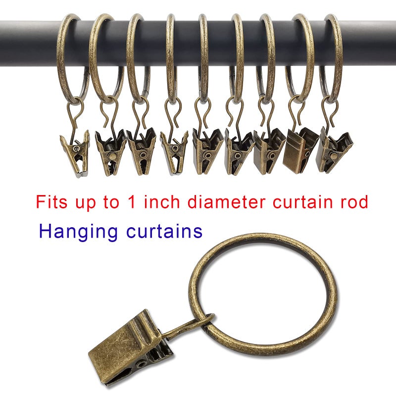 AMZSEVEN 40 Pack Curtain Rings with Clips, Drapery Clips with Rings, Drapes Rings 1.26 in Interior Diameter, Fits up to 1 in Curtain Rod, Bronze - Image 4