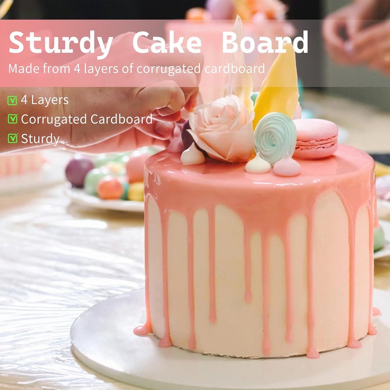 Yeplan 6 Packs White Cake Boards,Thickness 1/2 Inch,Cake Boards 10 inch Round,Food-graded Corrugated Cardboard Cake Rounds,Waterproof and Oil-proof Cake Plate for Cake DIY,Dessert and Crafts Display - Image 3