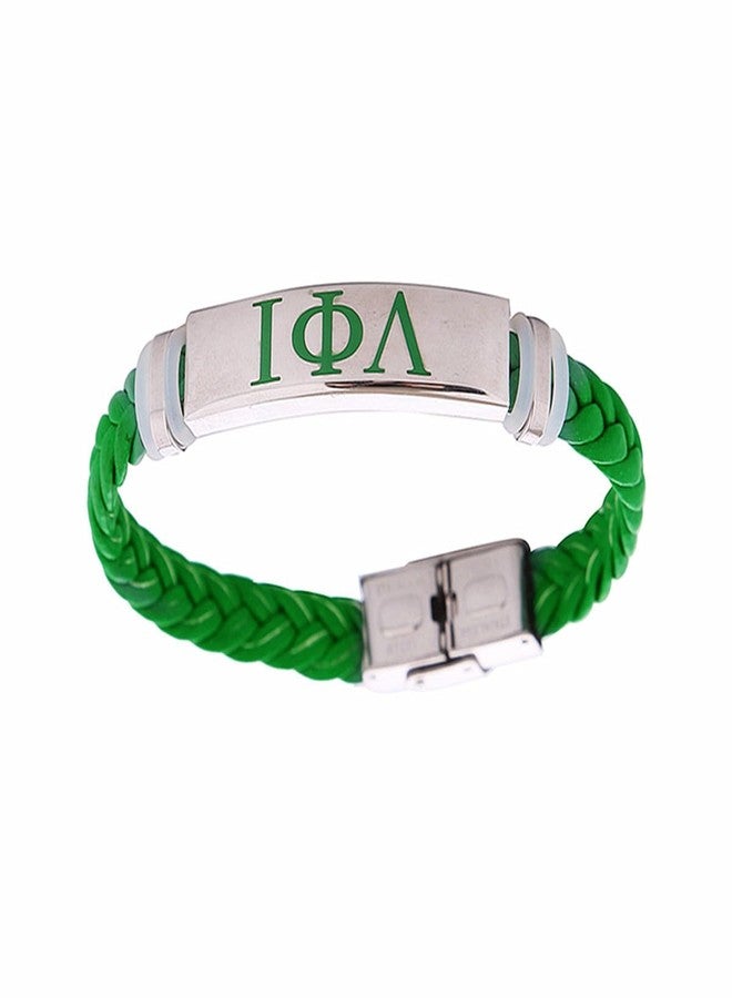 HUSURU Stainless Steel Green Leather Soror Letters Iota Bracelets Women Community Party Gifts Jewelry - Image 5
