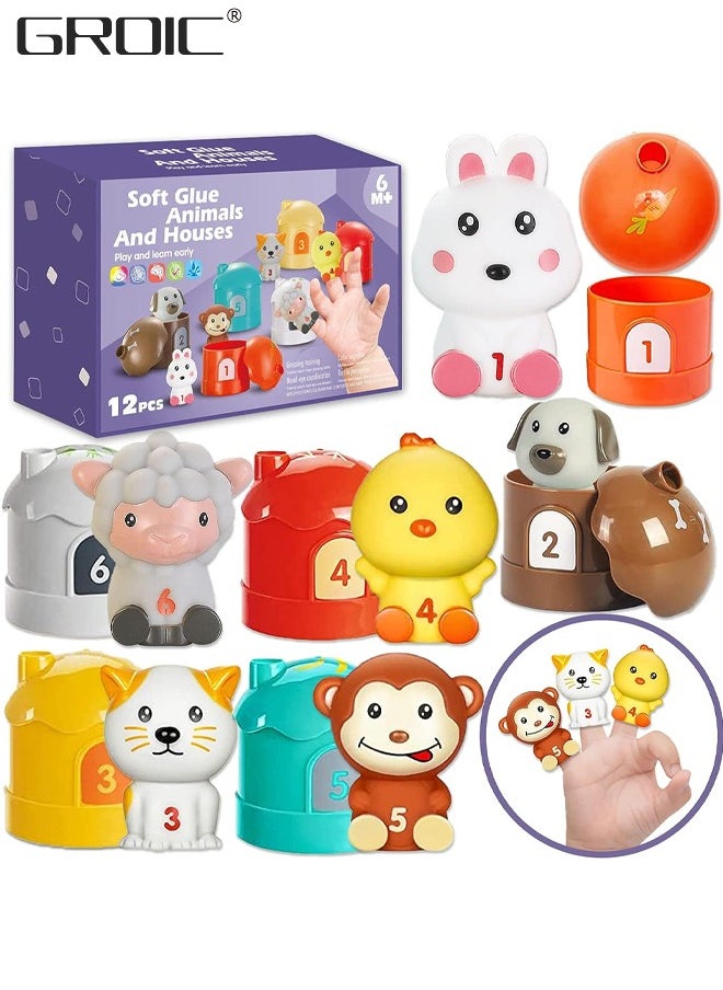 GROIC Learning Toys, Farm Animals Finger Puppets Baby Montessori Toys, Counting, Matching & Sorting, Learning Educational Toys, Birthday Educational Gift for Baby Toddler Boys Girls  - Image 1