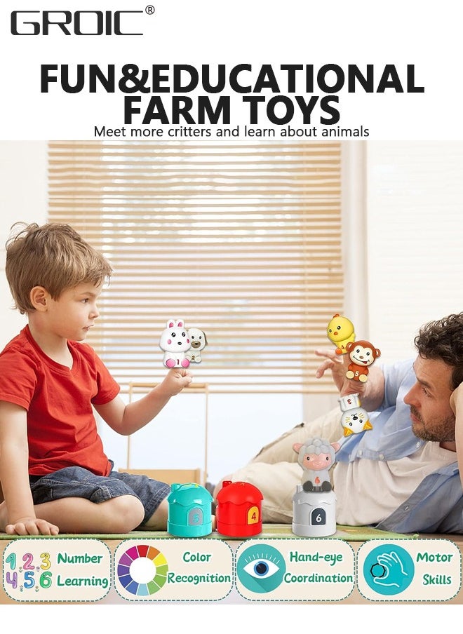 GROIC Learning Toys, Farm Animals Finger Puppets Baby Montessori Toys, Counting, Matching & Sorting, Learning Educational Toys, Birthday Educational Gift for Baby Toddler Boys Girls  - Image 2