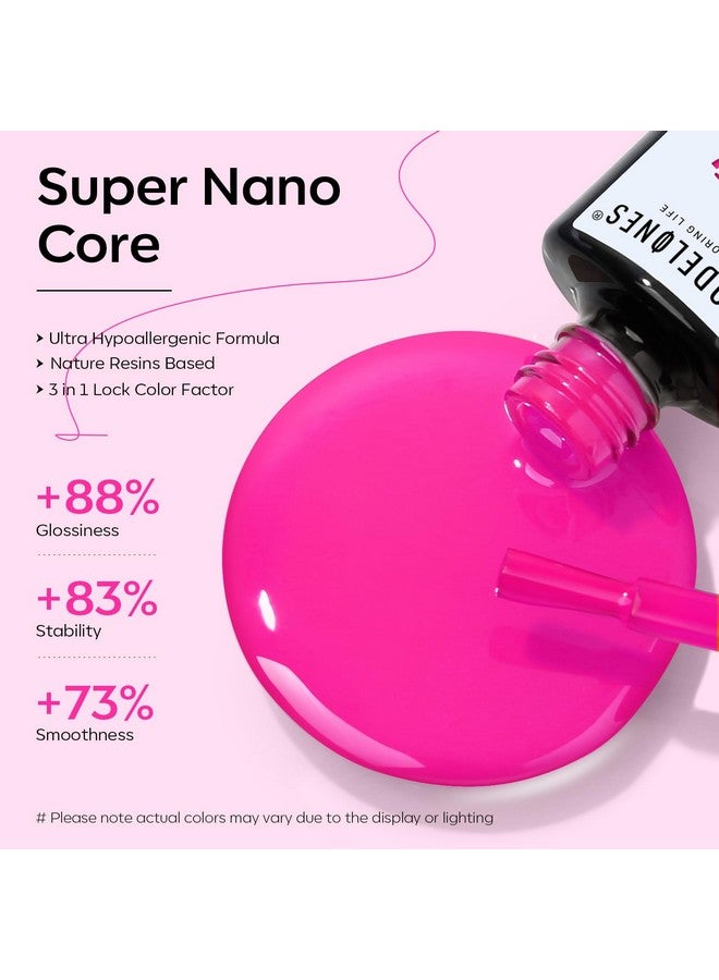 موديل ونز طلاء أظافر جل وردي ساخن 15 مل طلاء أظافر جل وردي ساطع نقع قبالة Led Noen Pink جل طلاء أظافر فن تصميم باربي بينك جل طلاء أظافر صالون لتقوم بها بنفسك جل صيفي مانيكير للنساء والفتيات - Image 3