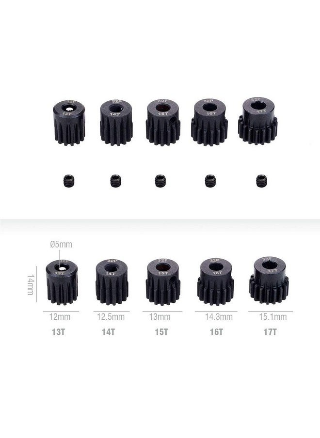 OGUNKE Ogrc Pinion Gear 5Mm 32P Pinion 13T 14T 15T 16T 17T Hardened Metal Pinion Motor Gear Set For Rc Buggy Car Monster Truck(Compatible With 0.8 Metric Pitch)  - Image 2