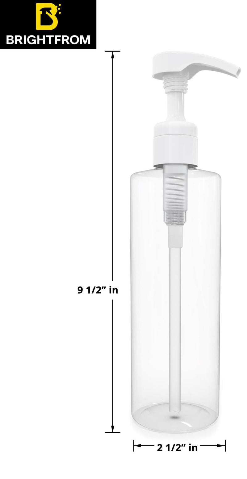 BRIGHTFROM Empty Lotion Pump Bottles 16 OZ, BPA-Free Refillable Containers, Plastic PET, Great for - Soap, Shampoo, Lotions, Liquid Body Soap, Creams and Massage Oil's, 2 Pack (White Pump) - Image 3