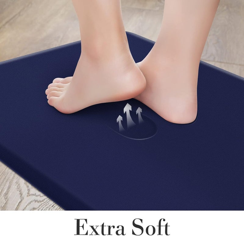 HappyTrends 2 PCS Kitchen Mat Cushioned Anti-Fatigue Floor Mat, Heavy Duty Ergonomic Comfort Foam Standing Mat, Waterproof Non-Slip Kitchen Rugs for Home, Office(17.3"x28"+17.3"x47",Navy) - Image 4