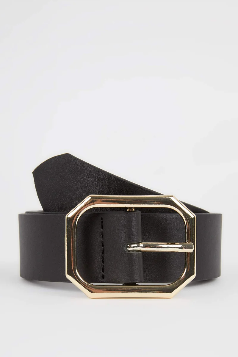 ديفاكتو Woman Rectangle Clasp Faux Leather Denim Belt