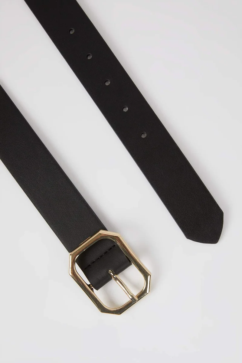 ديفاكتو Woman Rectangle Clasp Faux Leather Denim Belt