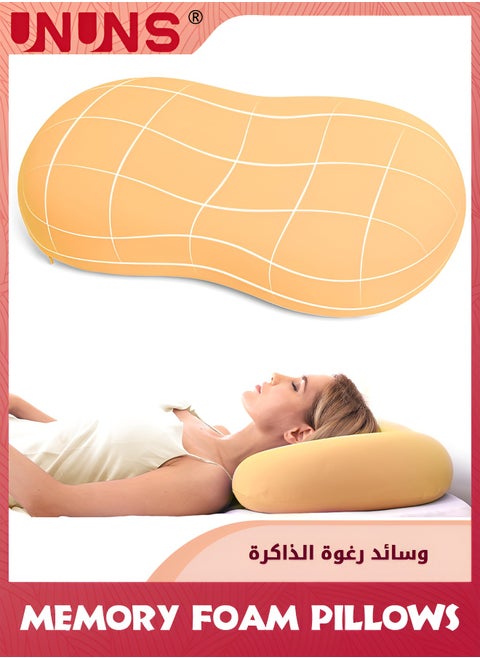 Cervical Memory Foam Pillows,Neck Support Pillows For Sleeping,Side Sleeper Pillow For Shoulder Pain,Contour Support Bed Pillow For Side Back Stomach Sleepers,Yellow