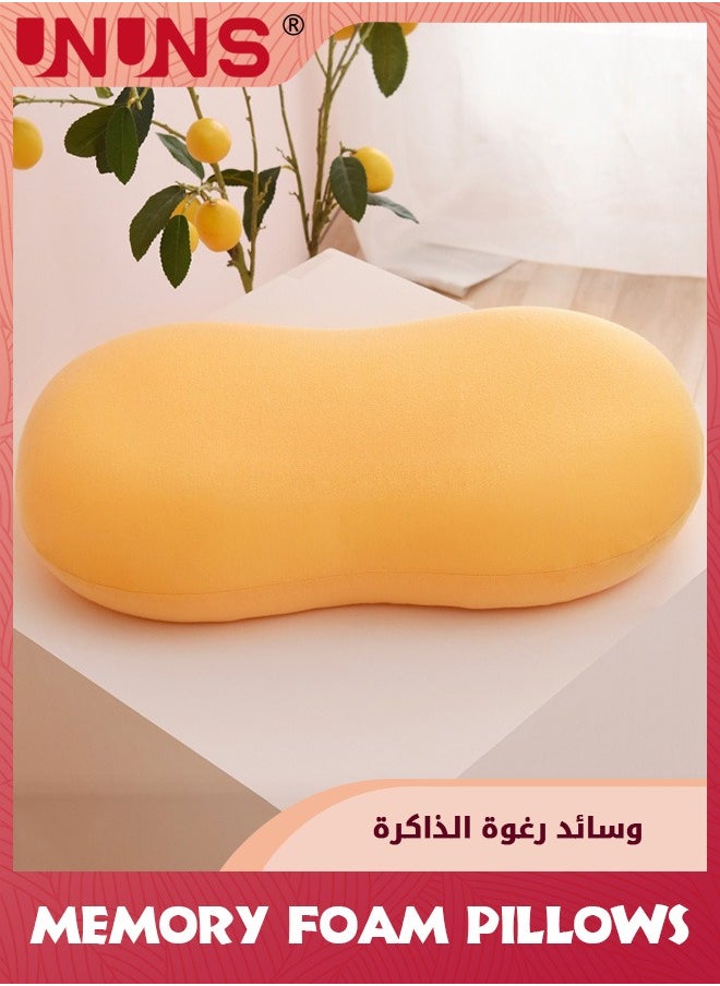UNUNS - Cervical Memory Foam Pillows,Neck Support Pillows For Sleeping,Side Sleeper Pillow For Shoulder Pain,Contour Support Bed Pillow For Side Back Stomach Sleepers,Yellow - Image 1
