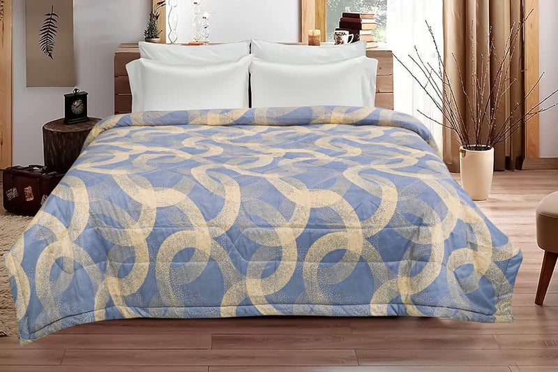VAS COLLECTIONS 220 GSM Microfiber Reversible Ac Comforter/Blanket for Winter/Quilt/Duvets for Double Bed Size (230X250 Cm,Blue & Beige), Floral - Image 2
