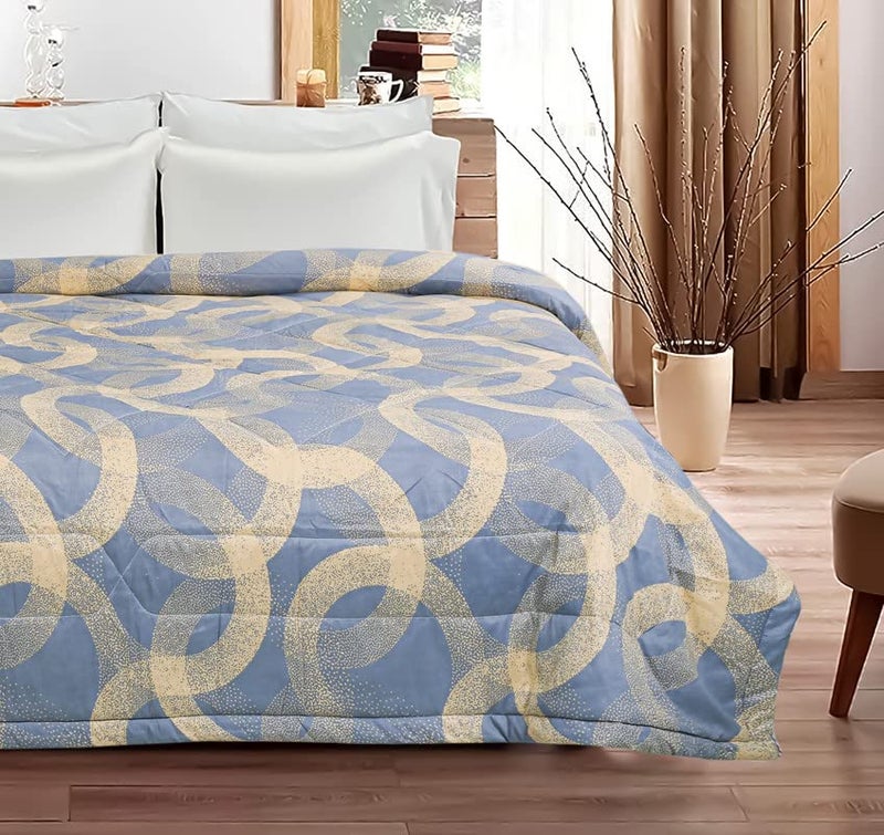 VAS COLLECTIONS 220 GSM Microfiber Reversible Ac Comforter/Blanket for Winter/Quilt/Duvets for Double Bed Size (230X250 Cm,Blue & Beige), Floral - Image 5