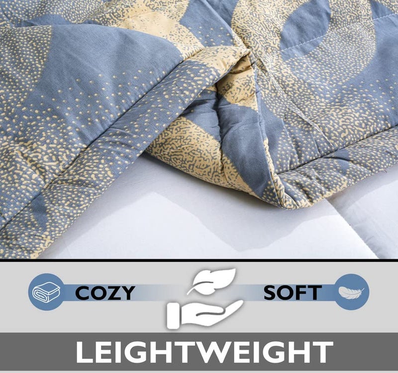 VAS COLLECTIONS 220 GSM Microfiber Reversible Ac Comforter/Blanket for Winter/Quilt/Duvets for Double Bed Size (230X250 Cm,Blue & Beige), Floral - Image 3