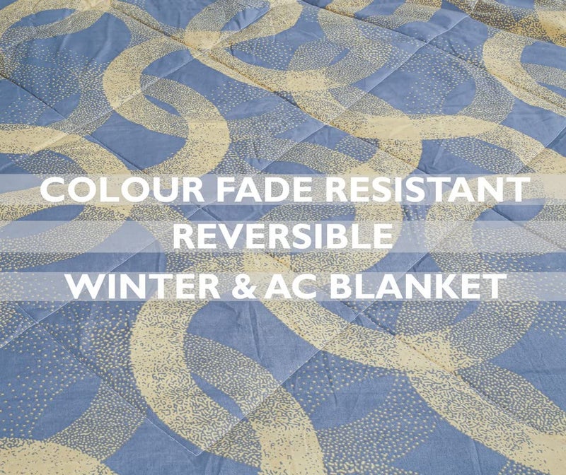 VAS COLLECTIONS 220 GSM Microfiber Reversible Ac Comforter/Blanket for Winter/Quilt/Duvets for Double Bed Size (230X250 Cm,Blue & Beige), Floral - Image 4