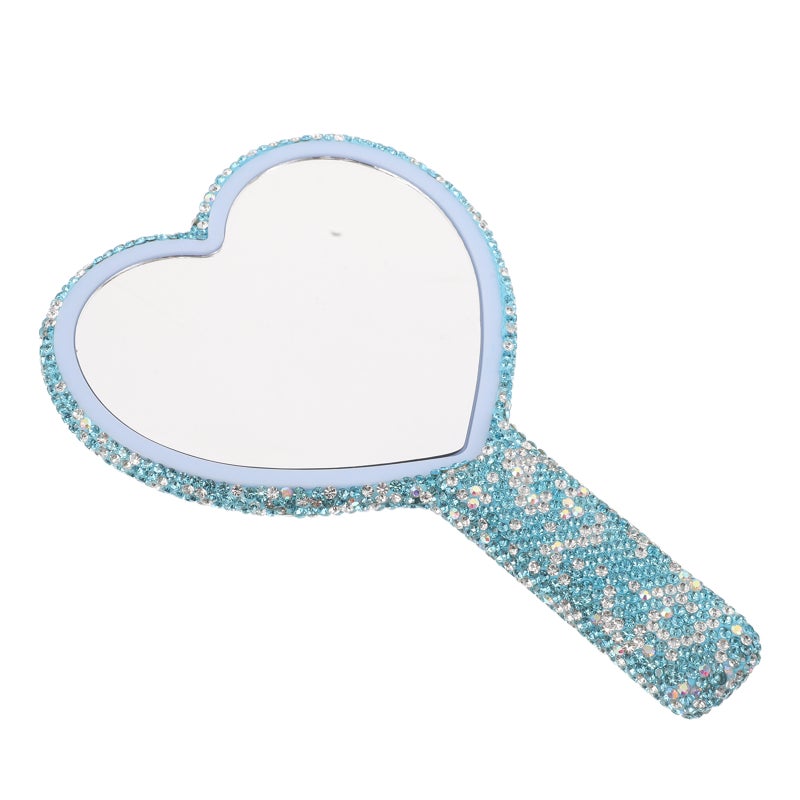 Portable Heart Shaped Hand Mirror With Handle Compact Makeup Mirror For Girls Travel Vanity Purse Pocket - Image 1