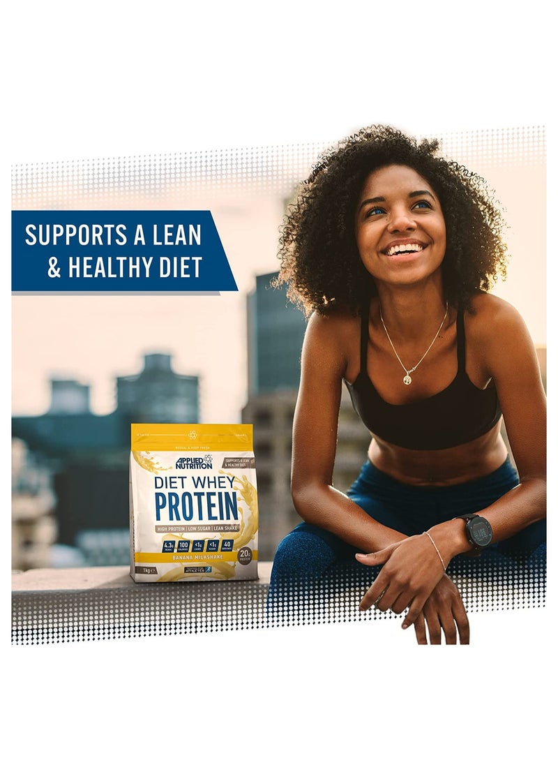 Applied Nutrition مصل اللبن الغذائي التطبيقي - مكمل مسحوق عالي البروتين، منخفض الكربوهيدرات والسكر، لإدارة الوزن مع CLA، L كارنيتين، الشاي الأخضر (1 كجم - 40 حصة) (ميلك شيك الموز)  - Image 3
