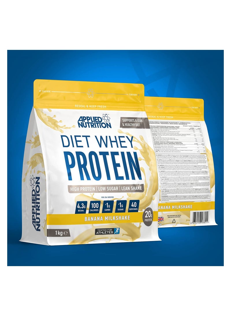 Applied Nutrition - Diet Whey - High Protein Powder Supplement, Low Carb & Sugar, For Weight Management With Cla, L Carnitine, Green Tea (1Kg - 40 Servings) (Banana Milkshake) - Image 1