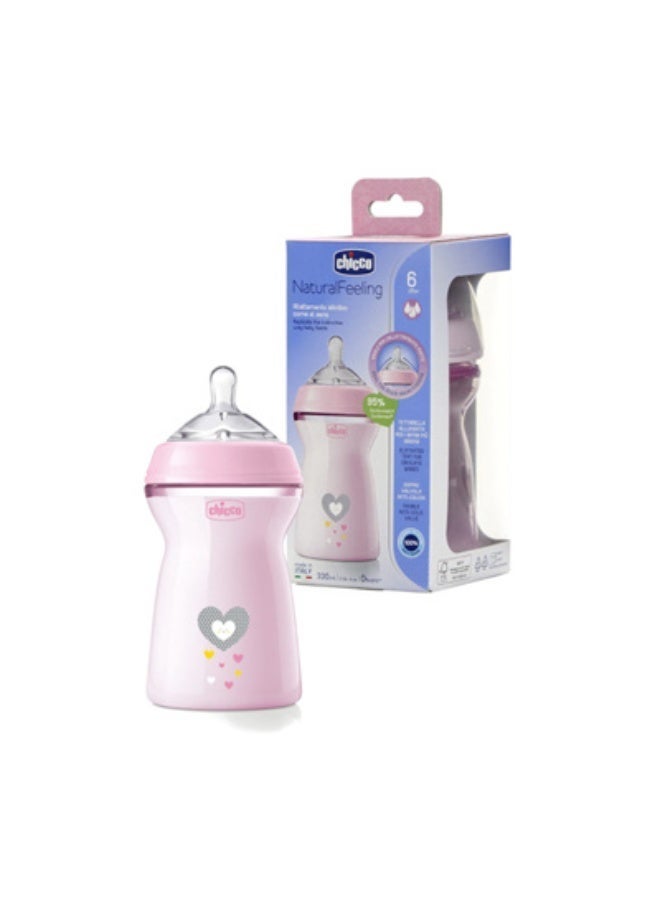 Chicco NaturalFeeling Baby Bottle 330ml Pink 6m+ - Image 2
