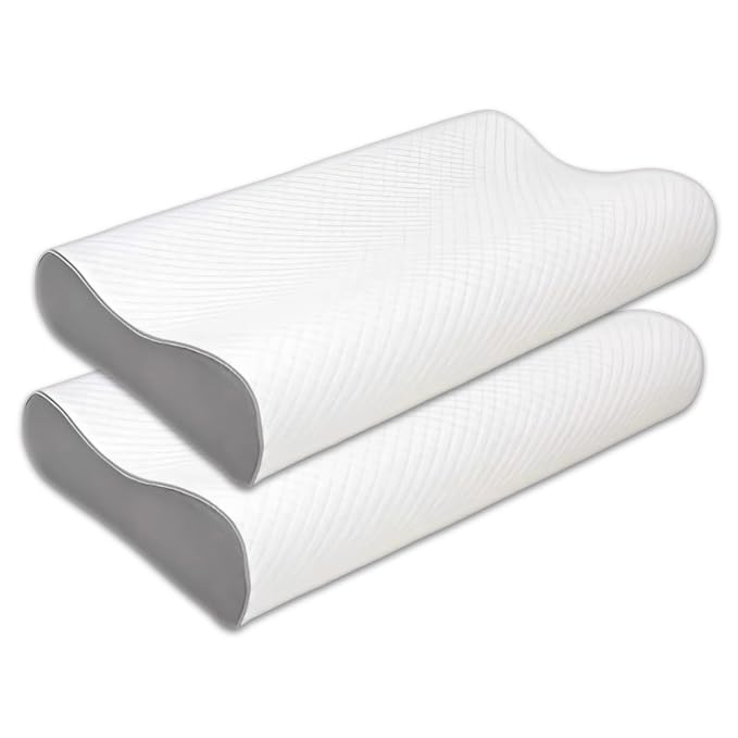 MASHUR FAB Cervical Contour Memory Foam Pillow for Sleeping,Orthopedic Pillow for Neck Pain, Support for Back,Stomach,Side Sleepers, with Breathable Zip Cover (19X12X4INCH) - Image 1