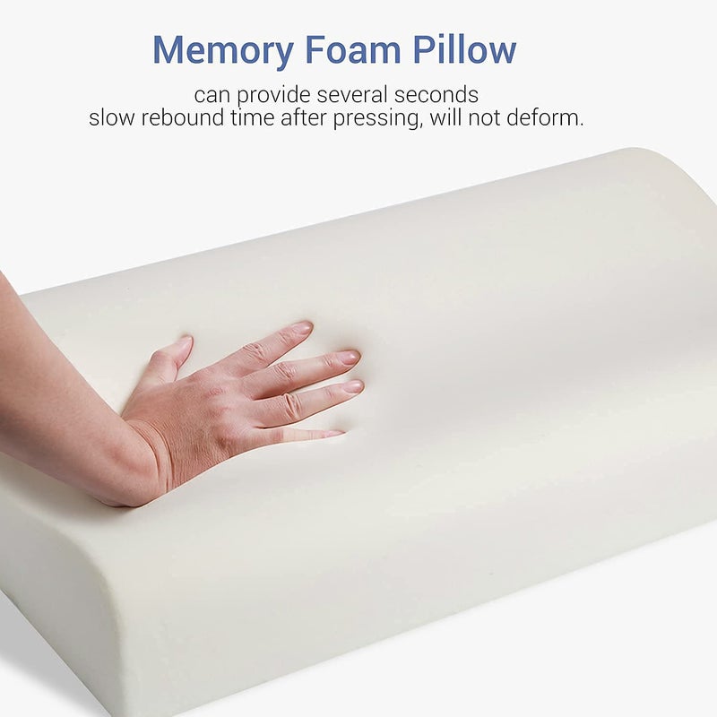 MASHUR FAB Cervical Contour Memory Foam Pillow for Sleeping,Orthopedic Pillow for Neck Pain, Support for Back,Stomach,Side Sleepers, with Breathable Zip Cover (19X12X4INCH) - Image 2