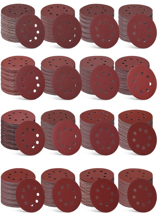Queekay 350 Pieces 5 Inch 8 Holes Sanding Discs Round Hook and Loop Sandpaper for Random Orbital Sander 60 80 100 120 150 180 220 240 320 400 600 800 1000 1200 1500 2000 Grit - Image 1