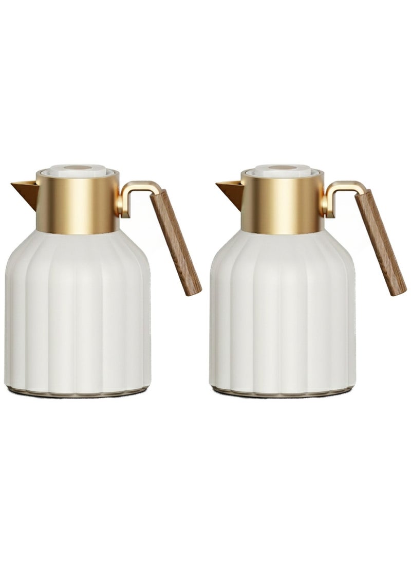 Badraig 2-Piece Coffee And Tea Vacuum Flask Off White/Gold 1 Liter - Image 2