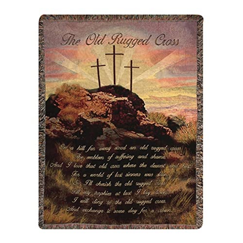 Manual Woodworker Manual Inspirational Collection 50 x 60-Inch Tapestry Throw, Old Rugged Cross - Image 1