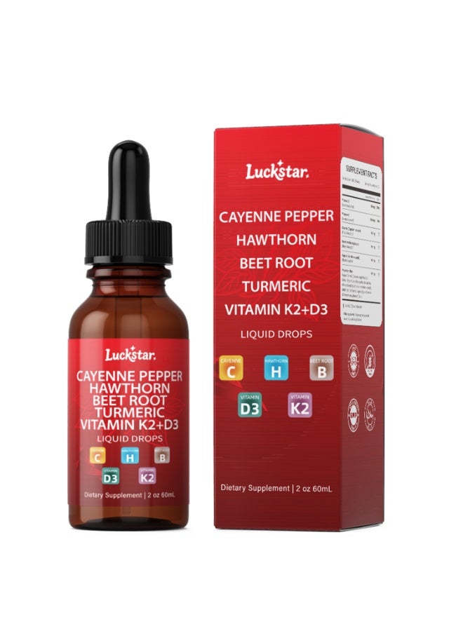 LUCKSTAR High-Efficiency Energy Liquid 60 mL | Cayenne + Hawthorn + Beet Root + Turmeric + Vitamin K2+D3 | Boost Mental Energy & Metabolism | Perfect for Work, Study, Exercise or Daily Vitality | 2 Drops Daily | Luckstar - Image 5