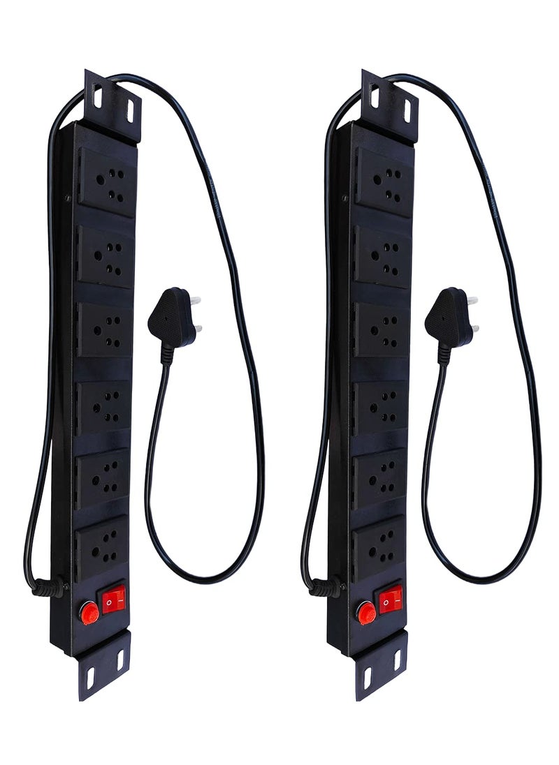 Generic KN GROUP INDIA - Spike Guard Round, Extension Cord With Switch, Commercial and Household Purpose, Fuse Protector 6 Socket in 1 Switch Best Extension Board with Power Cord -1.25 mtr - Black (Pack of 2)  - Image 2