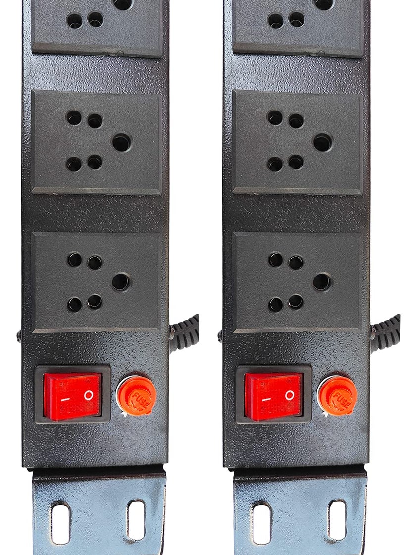 Generic KN GROUP INDIA - Spike Guard Round, Extension Cord With Switch, Commercial and Household Purpose, Fuse Protector 6 Socket in 1 Switch Best Extension Board with Power Cord -1.25 mtr - Black (Pack of 2)  - Image 1