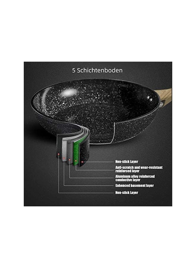 PROMASS Stick Frying Pan Set, 3 Pieces 410 Stainless Steel Cookware Set 8 & 10.2 & 11 inch with Induction Compatible Bottom and Ergonomic Heat Resistant Bakelite Handle, Black - Image 4