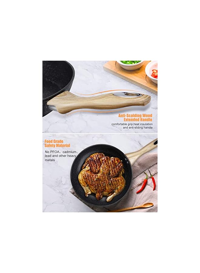 PROMASS Stick Frying Pan Set, 3 Pieces 410 Stainless Steel Cookware Set 8 & 10.2 & 11 inch with Induction Compatible Bottom and Ergonomic Heat Resistant Bakelite Handle, Black - Image 2