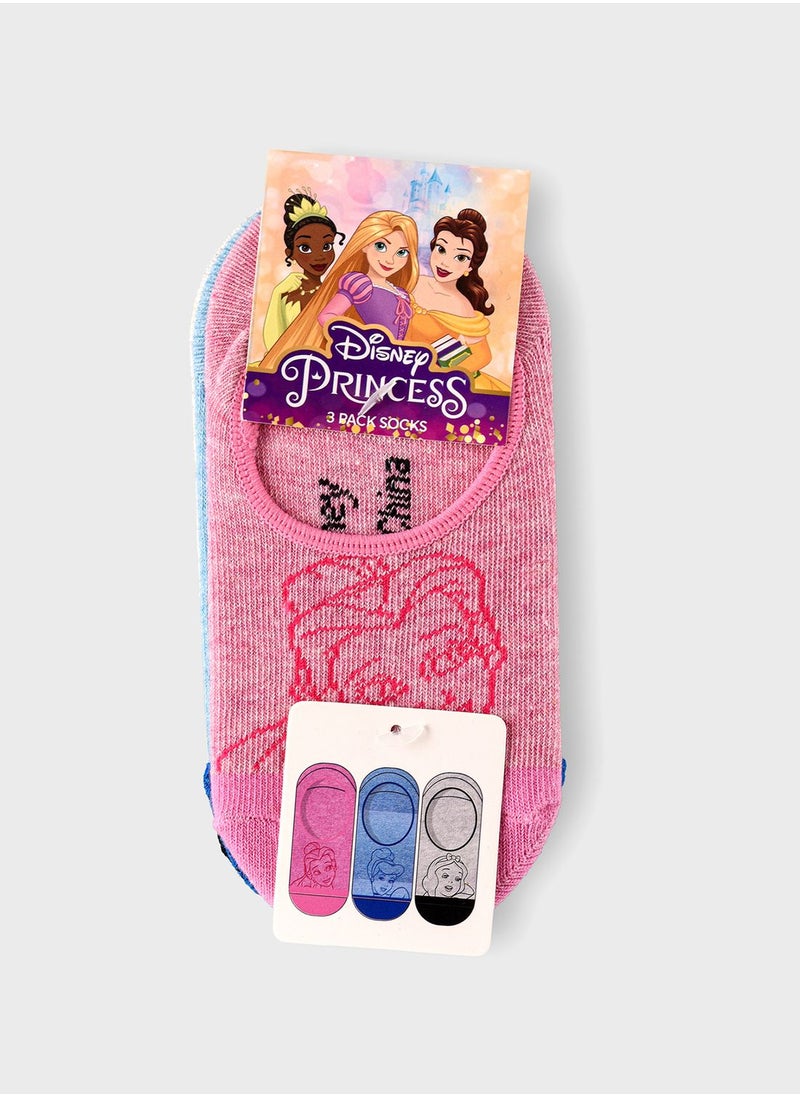 Disney - Kids 3 Pack Princess No Show Socks - Image 1