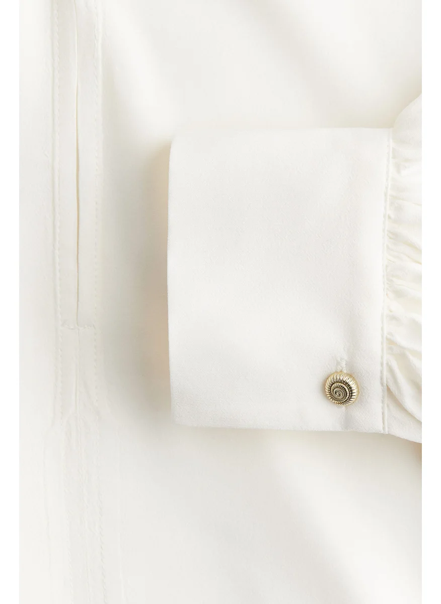 H&M Frill-Trimmed Drawstring Blouse