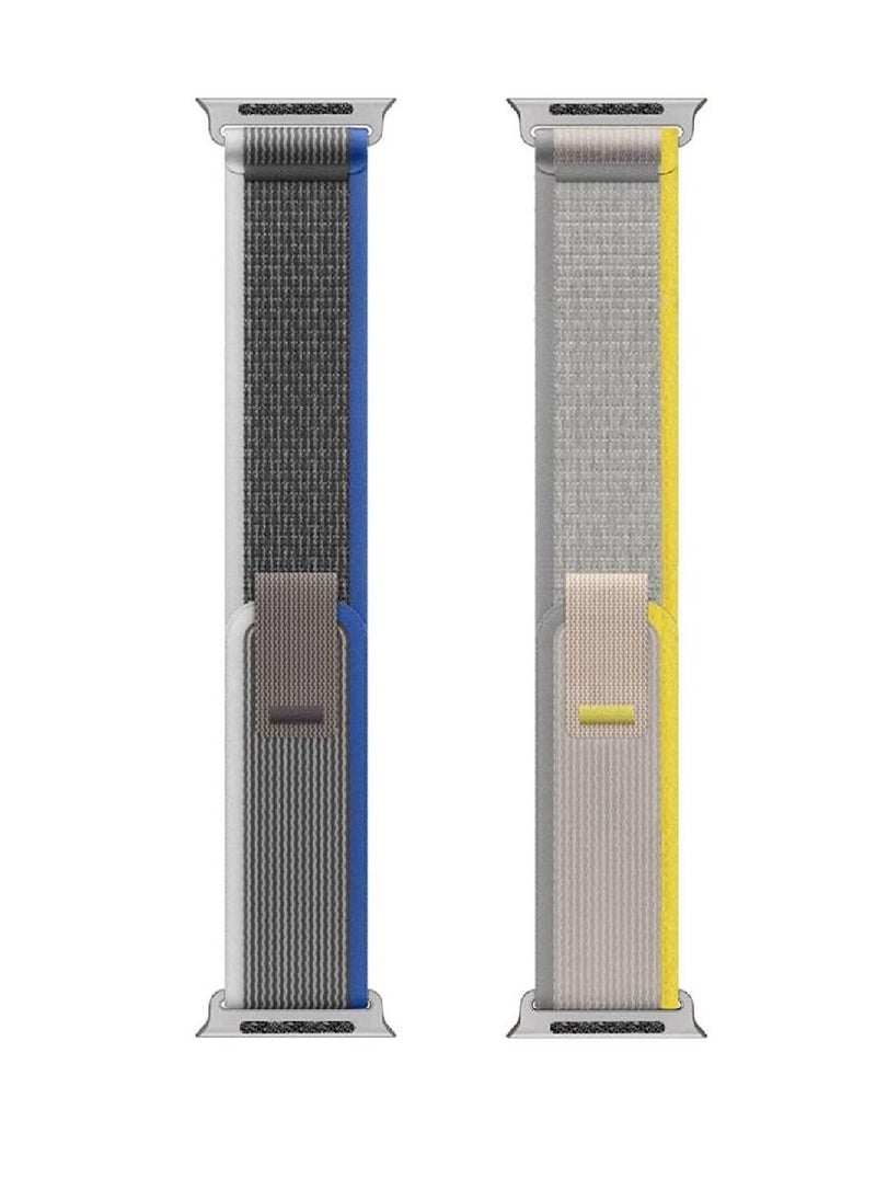GENNEXT - Nylon Weave Sport Loop Men Women Adjustable Pull Tab Strap For Apple Ultra Watch 49mm Blue/Grey, Yellow/Beige - Image 1