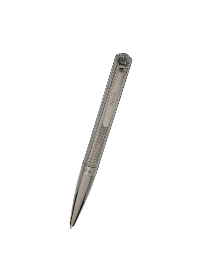 VERSACE Nyx Gunmetal Stainless Steel Ballpoint Pen with Blue Ink for Men
