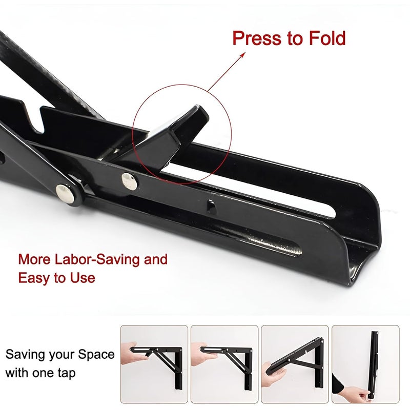 VDNSI Folding Shelf Brackets Heavy Duty Metal Collapsible Shelf Bracket DIY Wall Mounted Foldable Shelf Bracket Hinge Wall Mounted Space Saving for Bench Table 20 CM 2 - Image 3