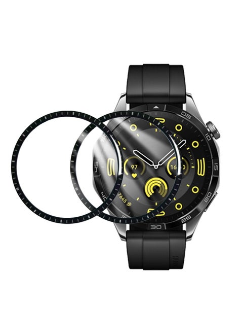 2 Pcs Compatible For Huawei Watch GT4 46mm Screen Protector With 3D Full Screen Coverage Case Curved Edge HD Premium Real Screen Protector For Huawei Watch GT 4 (46mm) Dustproof Anti-Scratch