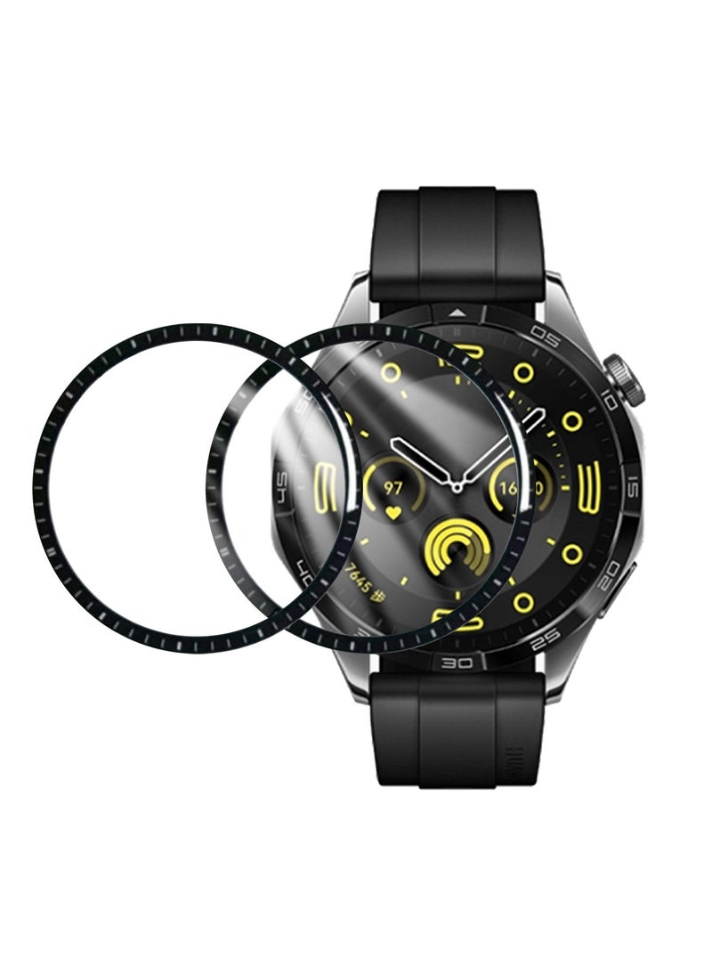 2 Pcs Compatible For Huawei Watch GT4 46mm Screen Protector With 3D Full Screen Coverage Case Curved Edge HD Premium Real Screen Protector For Huawei Watch GT 4 (46mm) Dustproof Anti-Scratch
