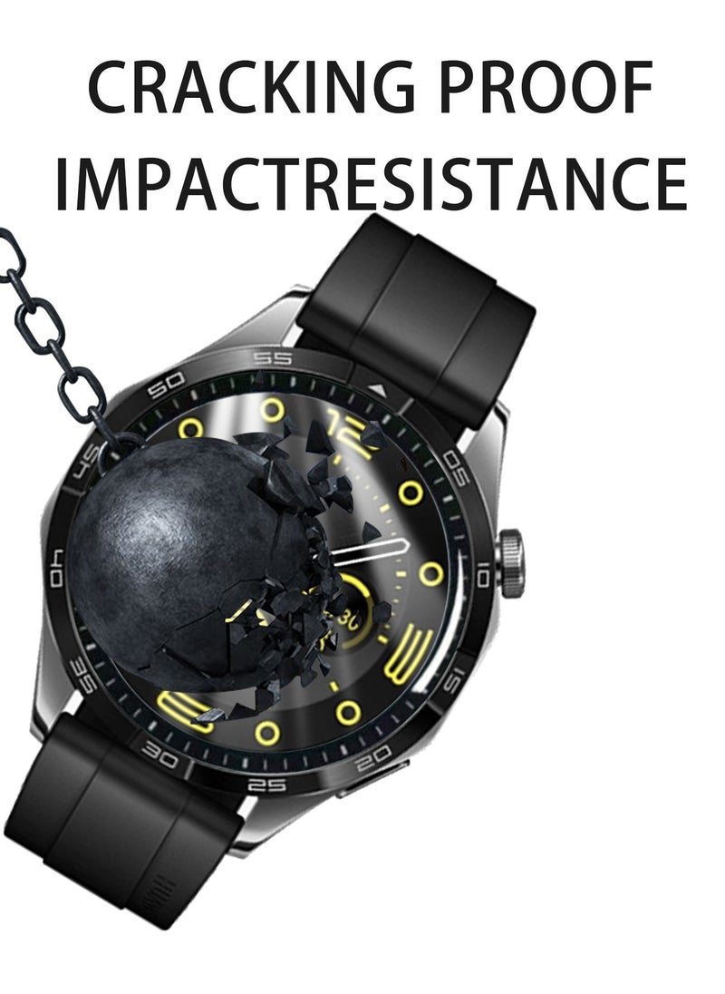 2 Pcs Compatible For Huawei Watch GT4 46mm Screen Protector With 3D Full Screen Coverage Case Curved Edge HD Premium Real Screen Protector For Huawei Watch GT 4 (46mm) Dustproof Anti-Scratch