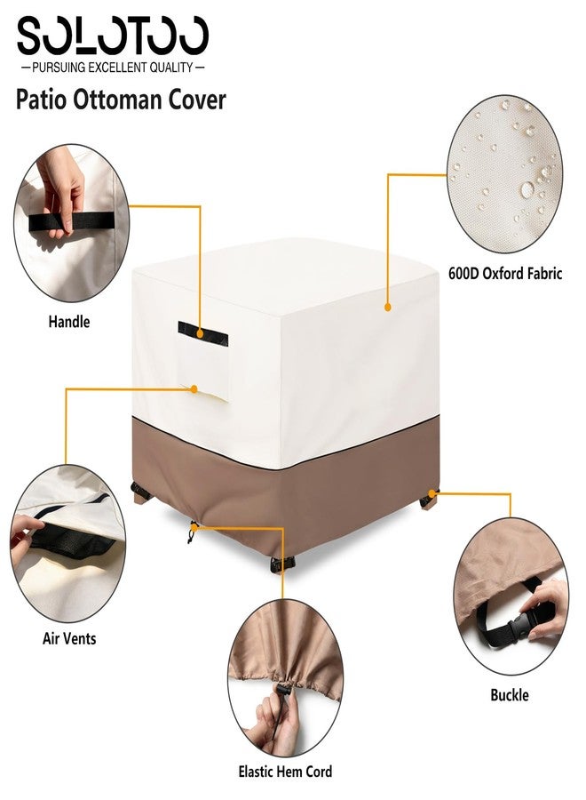SoloToo Patio Ottoman Cover Waterproof Square Outdoor Ottoman Cover,32W x 32D x 18H Inches Patio Furniture Covering Protector Outdoor Side Table Cover (Beige) - Image 4